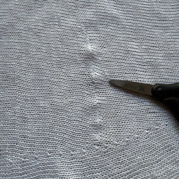 Eileen Fisher Size M White Cotton Blend Sheer Open Knit Short Sleeve Sweater Top - Picture 11 of 13